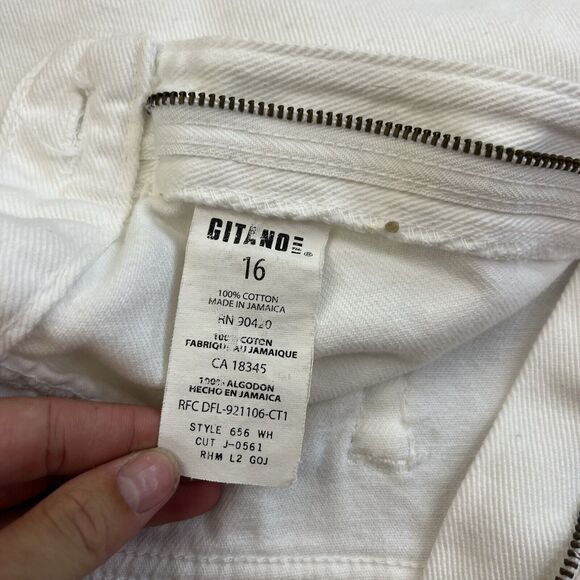 VTG Gitano Shorts Womens Denim Mom 16 White Jean High Waist 90s 80s Y2K Charity - Picture 3 of 10